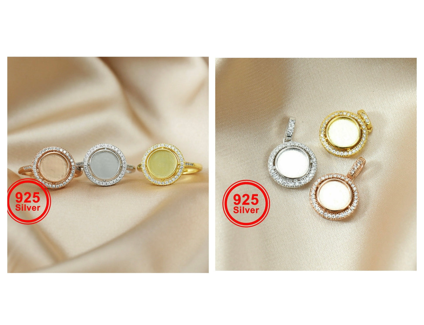 8mm Round Halo Set (Ring & Pendant)