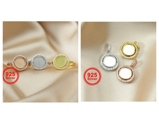 8mm Round Halo Set (Ring & Pendant)