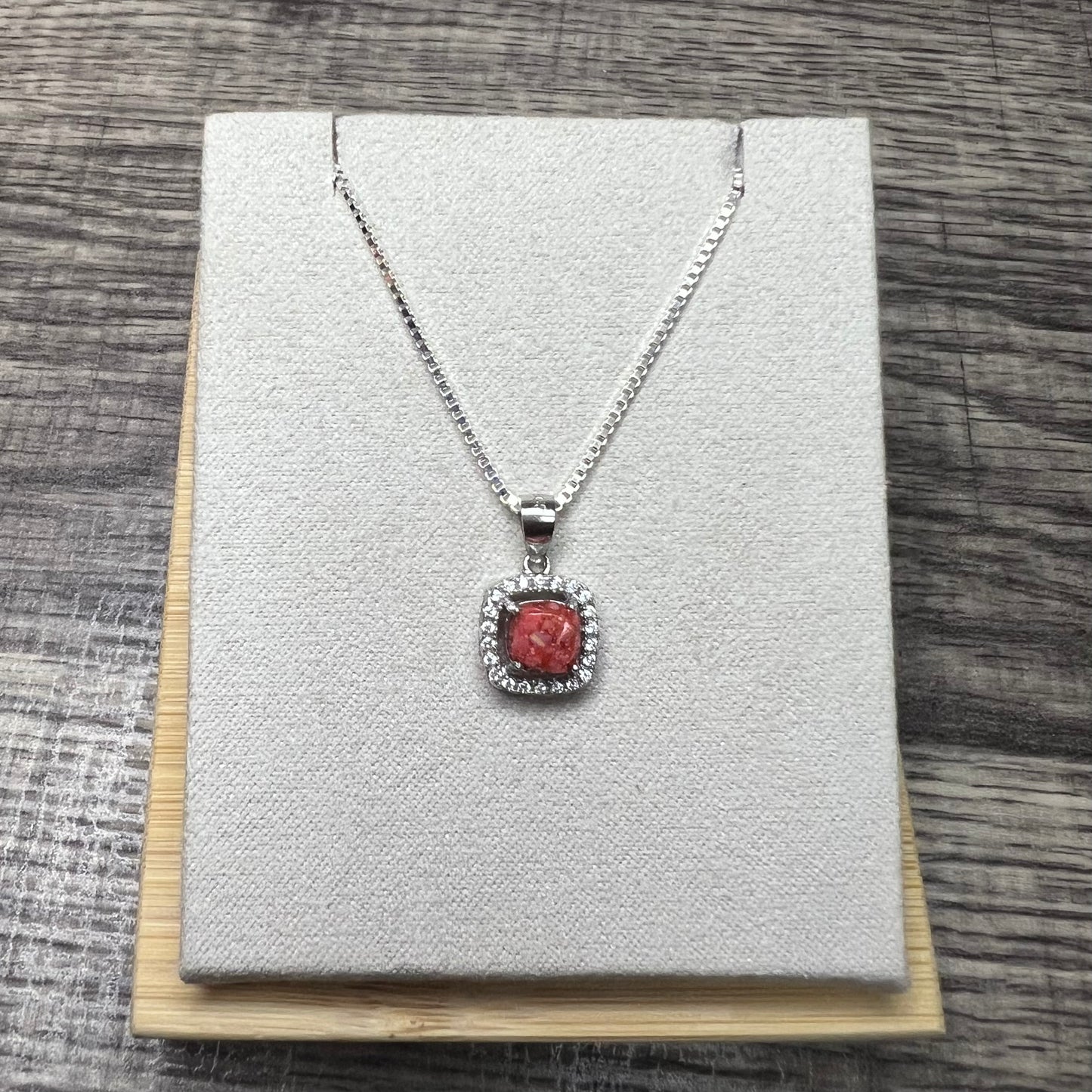 10mm Halo Cushion Square Pendant Necklace