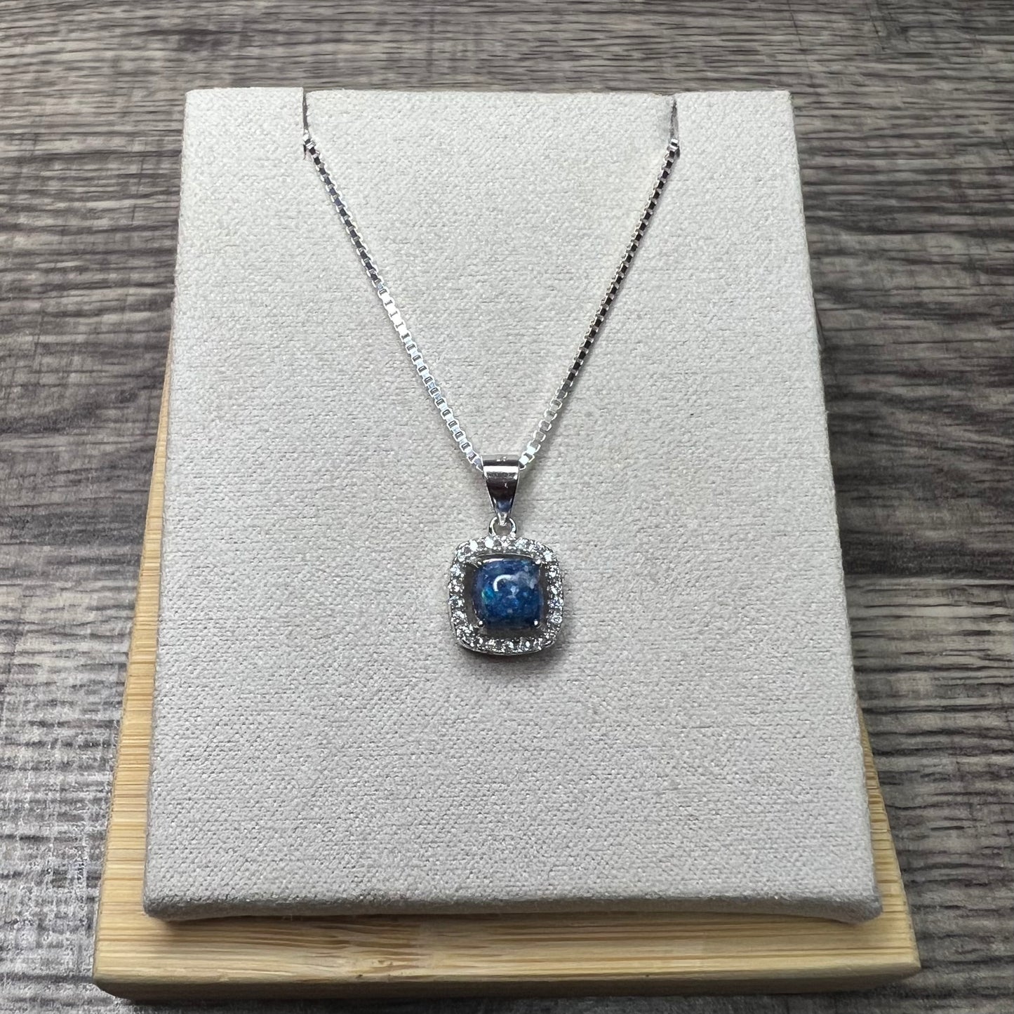 10mm Halo Cushion Square Pendant Necklace