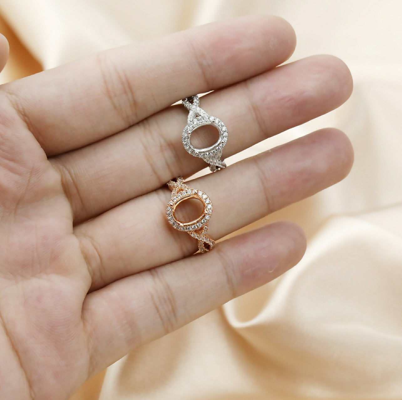 Oval Halo Ring for breast milk or memorial ring