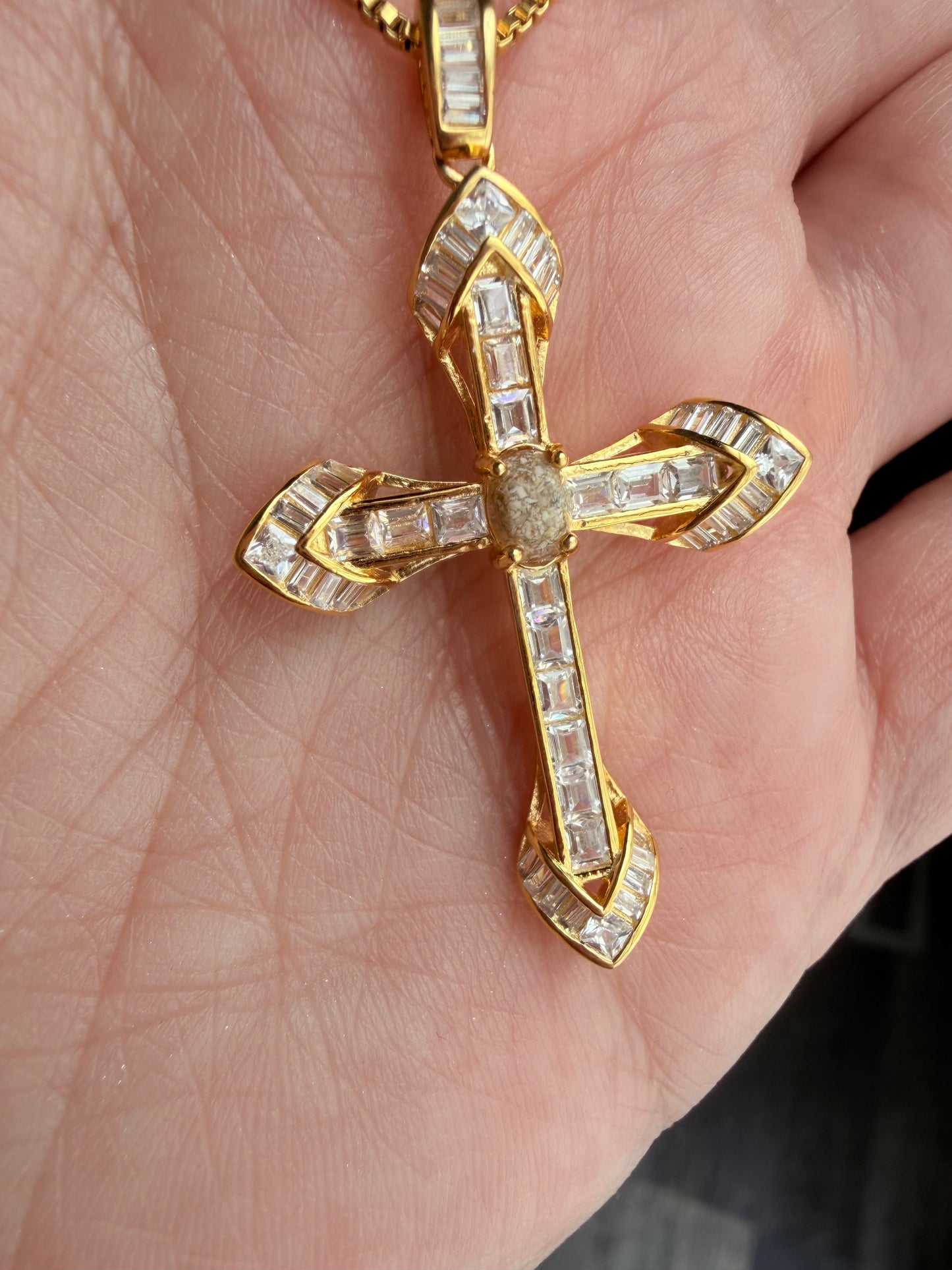 Cross Pendant with Cubic Zirconia Stones