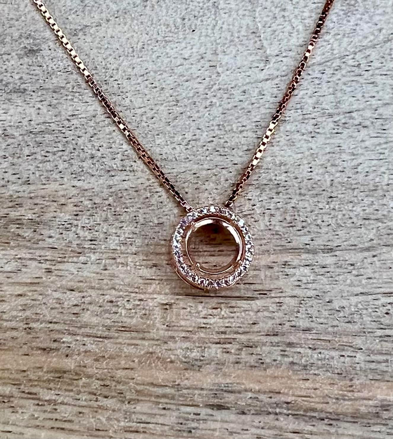 Round Halo Pendant (8mm) Necklace