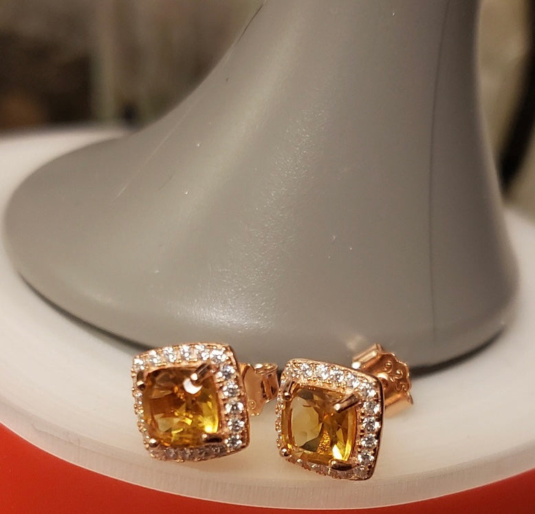 6MM Cushion Square Prong Bezel Studs Earrings