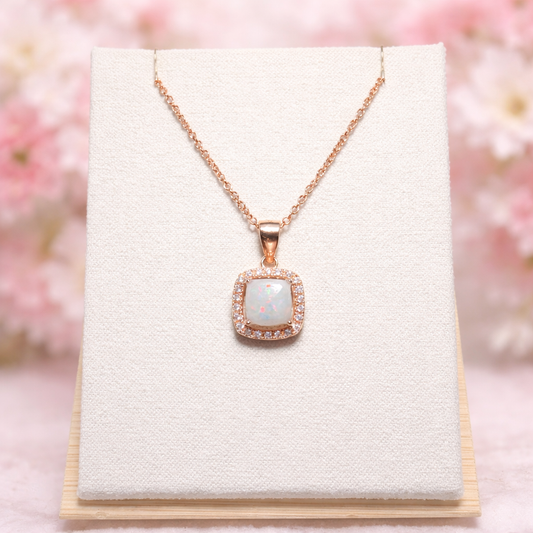 10mm Halo Cushion Square Pendant Necklace